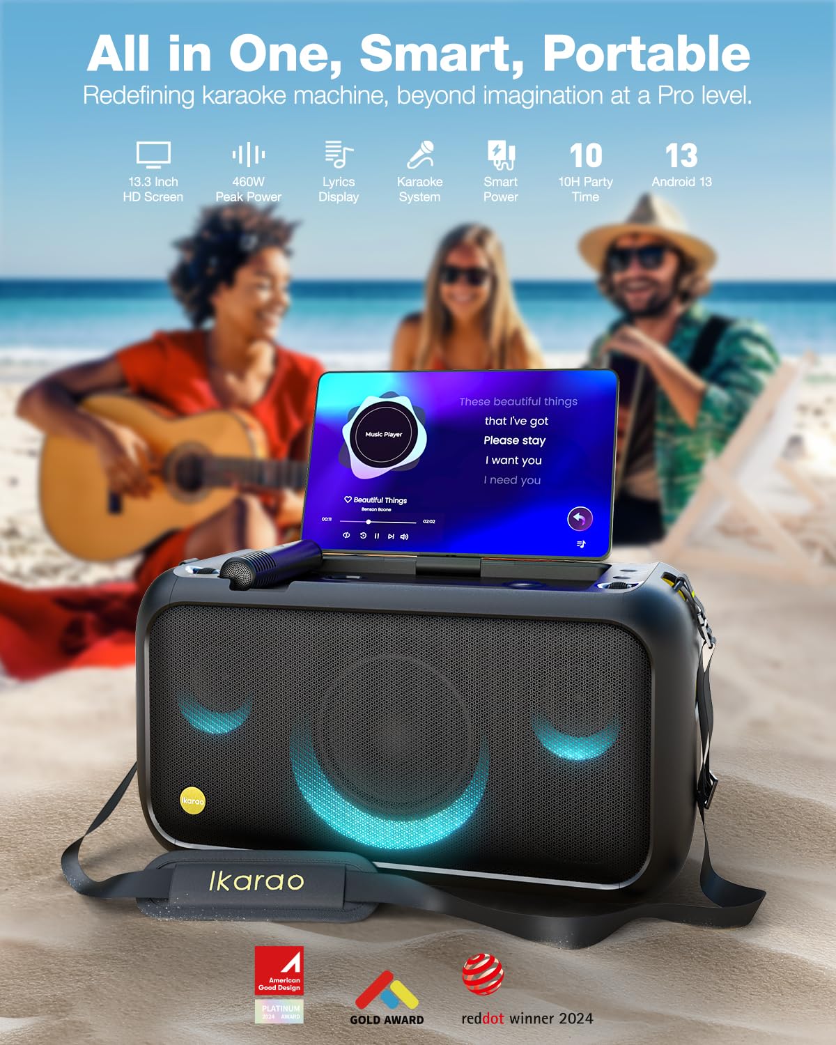 iKarao Break X1 Portable Karaoke Machine Black