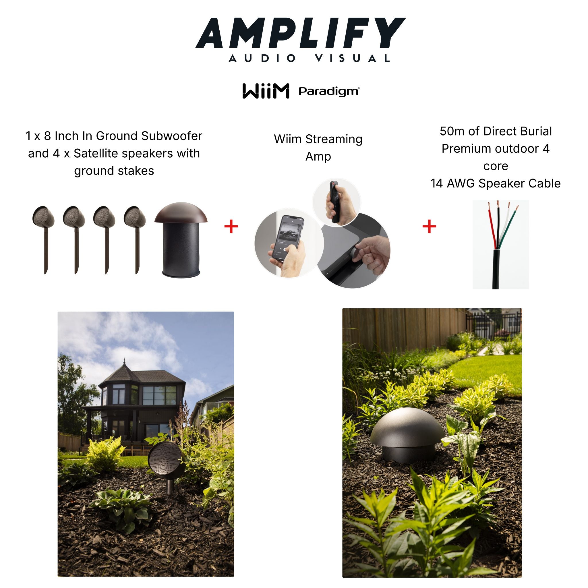 Paradigm Essentials Outdoor Landscape Speaker + Wiim Amp Complete Music System Bundle