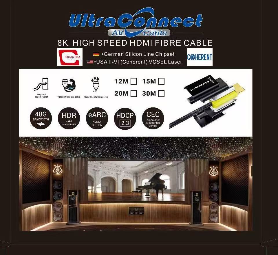 Ultra Connect 8K HDMI Fibre Cable 48Gbps - 15m